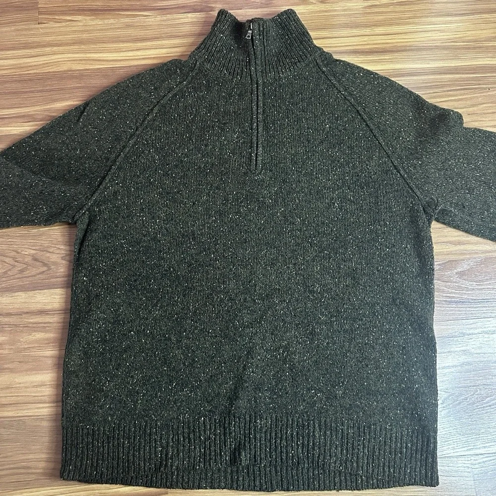 Banana Republic Sweater Mens Large Green Donagal 1/4 Zip Wool Cashmere Winter